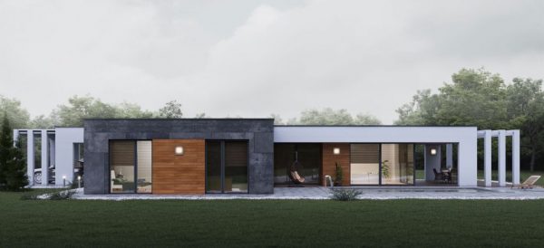 Moderný bungalov s plochou strechou na kľúč | woodhouse.sk