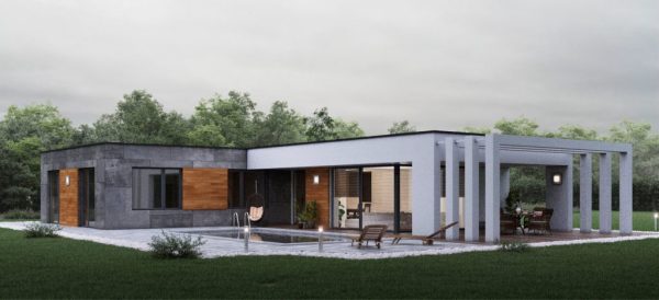 Moderný drevodom s plochou strechou | katalóg projektov